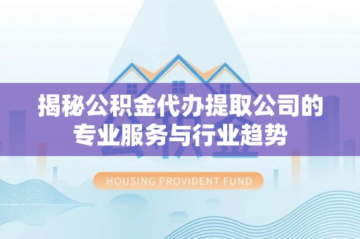 伊吾揭秘公积金代办提取公司的专业服务与行业趋势